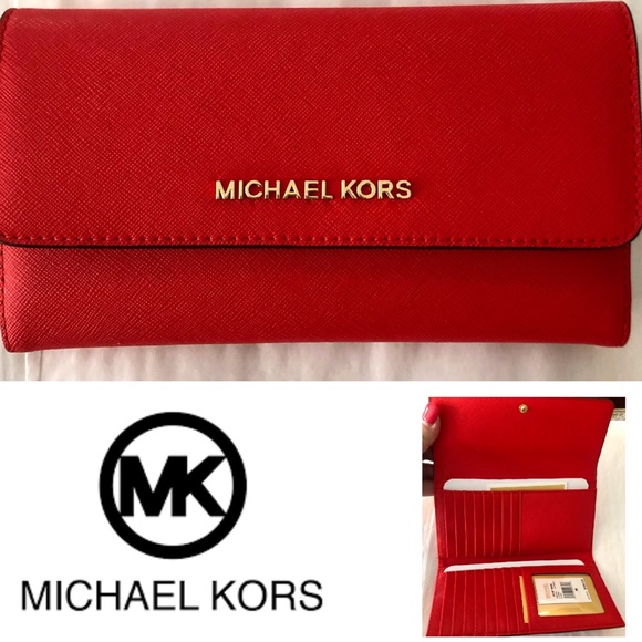 Michael Kors Handbags - Michael KORS Wallet DK. Sangria  Trifold LEATHER